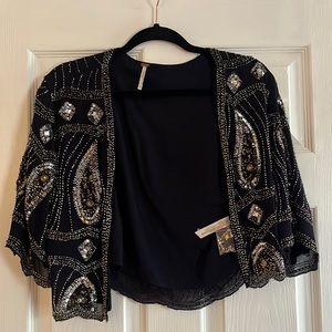 Free People beaded crop jacket